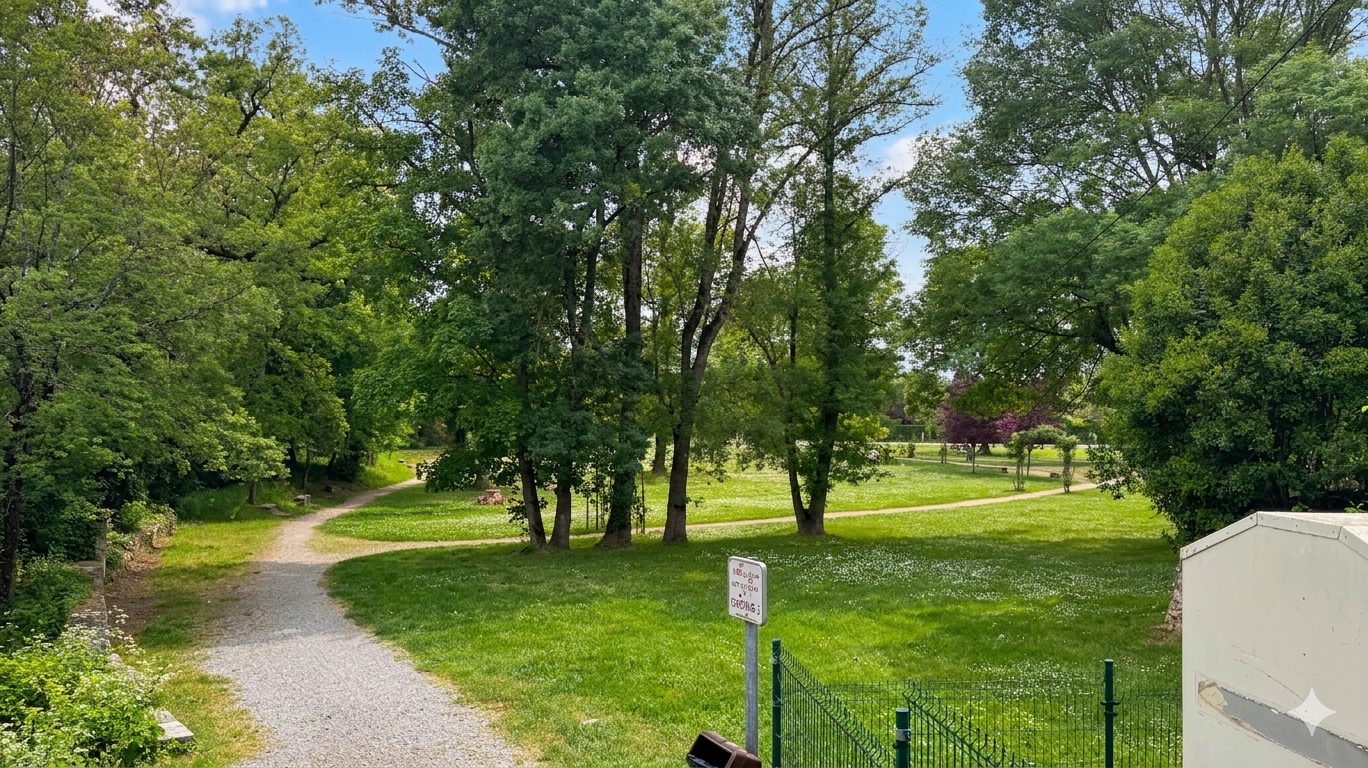Parc de la Pradasque à Caussade, espace vert et allées ombragées
