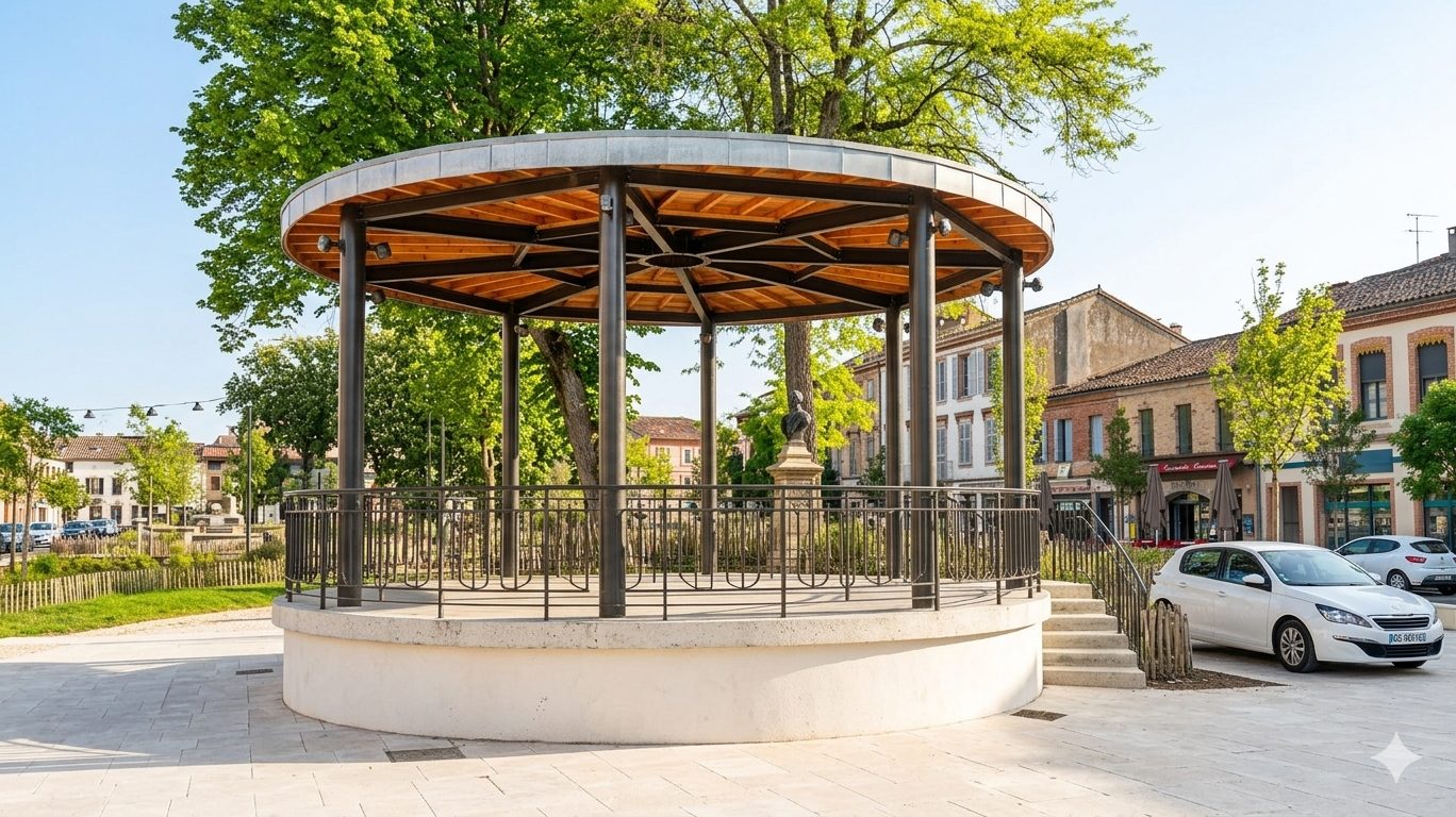 Les Promenades à Caussade, allée centrale bordée d'arbres